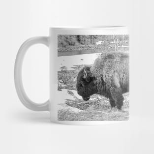 The Spirit Of The Buffalo  - Black And White Mug